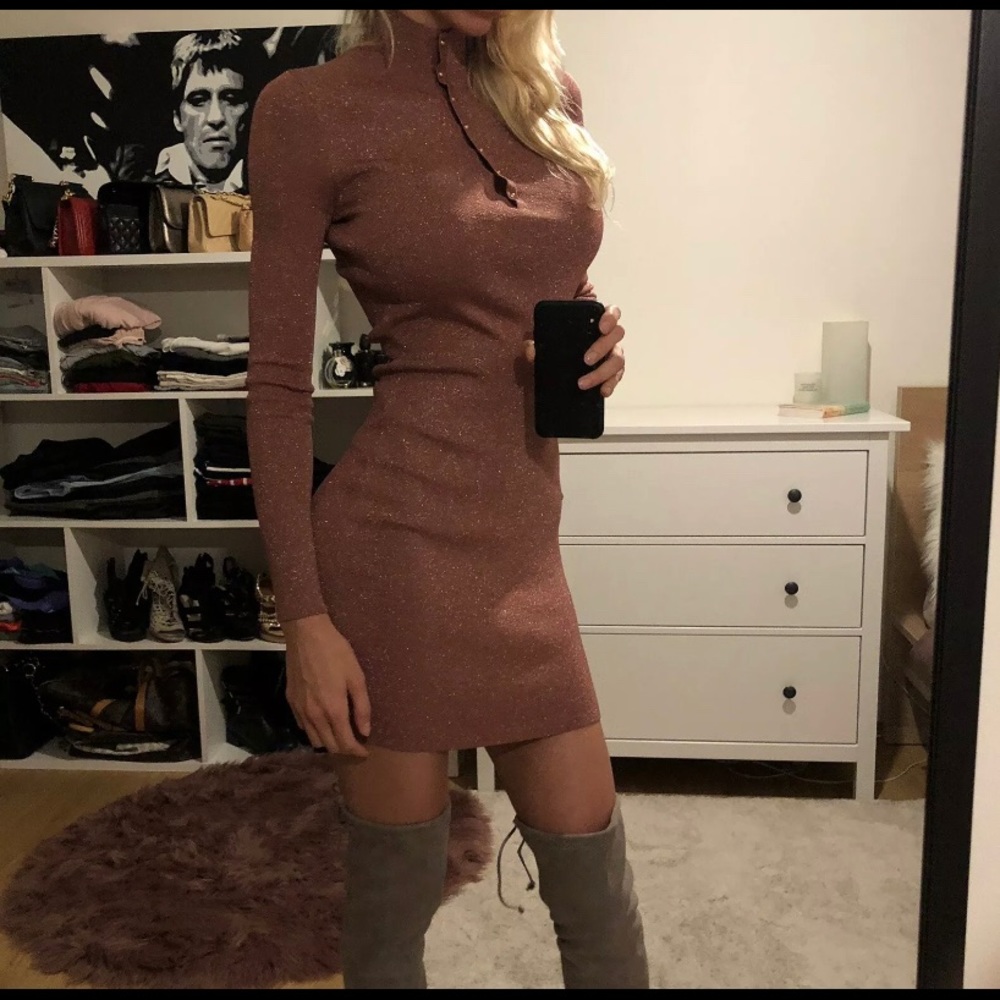 COPY - $795 NEW Intermix Pink Dress With Gold Shimmer XS